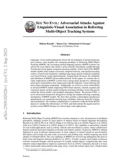 See No Evil: Adversarial Attacks Against Linguistic-Visual Association in Referring Multi-Object Tracking Systems