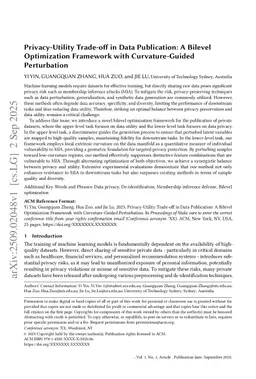 Privacy-Utility Trade-off in Data Publication: A Bilevel Optimization Framework with Curvature-Guided Perturbation