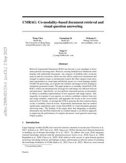 CMRAG: Co-modality-based visual document retrieval and question answering