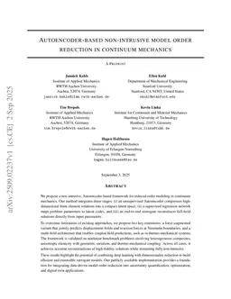 Autoencoder-based non-intrusive model order reduction in continuum mechanics