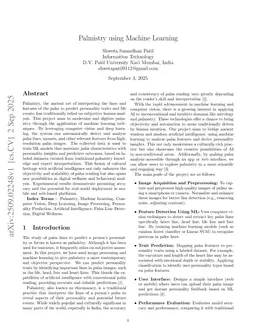 Palmistry-Informed Feature Extraction and Analysis using Machine Learning