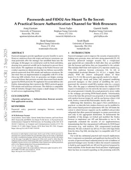 Passwords and FIDO2 Are Meant To Be Secret: A Practical Secure Authentication Channel for Web Browsers