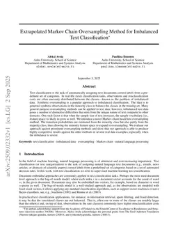 Extrapolated Markov Chain Oversampling Method for Imbalanced Text Classification