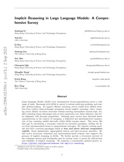 Implicit Reasoning in Large Language Models: A Comprehensive Survey