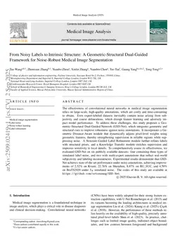 From Noisy Labels to Intrinsic Structure: A Geometric-Structural Dual-Guided Framework for Noise-Robust Medical Image Segmentation