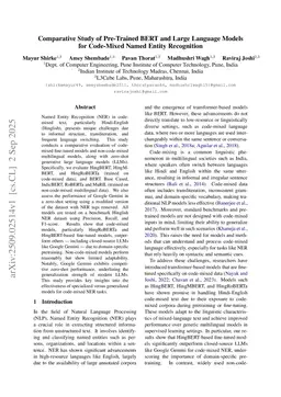 Comparative Study of Pre-Trained BERT and Large Language Models for Code-Mixed Named Entity Recognition