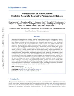 Manipulation as in Simulation: Enabling Accurate Geometry Perception in Robots