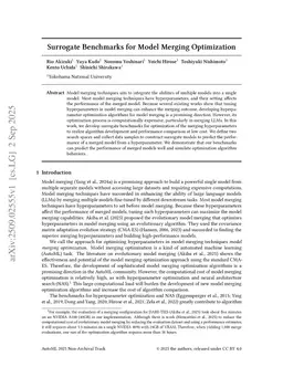 Surrogate Benchmarks for Model Merging Optimization