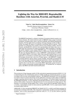 Lighting the Way for BRIGHT: Reproducible Baselines with Anserini, Pyserini, and RankLLM