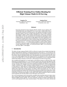 Efficient Training-Free Online Routing for High-Volume Multi-LLM Serving