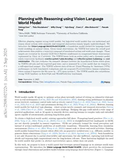 Planning with Reasoning using Vision Language World Model