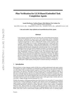 Plan Verification for LLM-Based Embodied Task Completion Agents