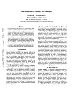 Learning General Policies From Examples