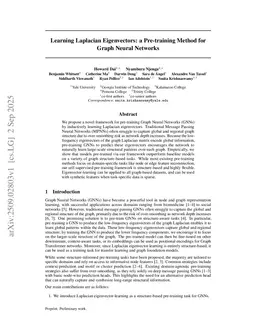 A Graph Laplacian Eigenvector-based Pre-training Method for Graph Neural Networks