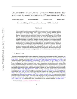 Unlearning That Lasts: Utility-Preserving, Robust, and Almost Irreversible Forgetting in LLMs