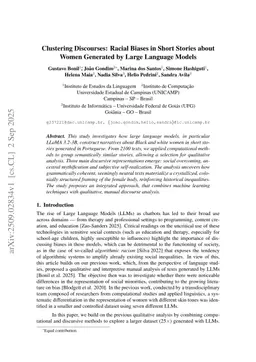 Clustering Discourses: Racial Biases in Short Stories about Women Generated by Large Language Models