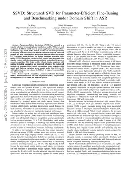 SSVD: Structured SVD for Parameter-Efficient Fine-Tuning and Benchmarking under Domain Shift in ASR
