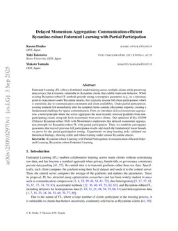 Delayed Momentum Aggregation: Communication-efficient Byzantine-robust Federated Learning with Partial Participation