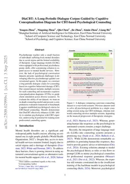 DiaCBT: A Long-Periodic Dialogue Corpus Guided by Cognitive Conceptualization Diagram for CBT-based Psychological Counseling