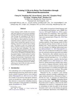 Training LLMs to be Better Text Embedders through Bidirectional Reconstruction