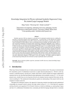 Knowledge Integration for Physics-informed Symbolic Regression Using Pre-trained Large Language Models