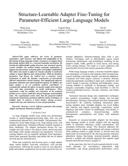 Structure-Learnable Adapter Fine-Tuning for Parameter-Efficient Large Language Models
