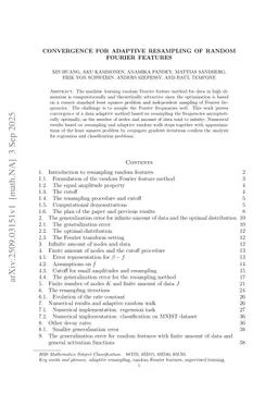 Convergence for adaptive resampling of random Fourier features
