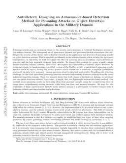 AutoDetect: Designing an Autoencoder-based Detection Method for Poisoning Attacks on Object Detection Applications in the Military Domain