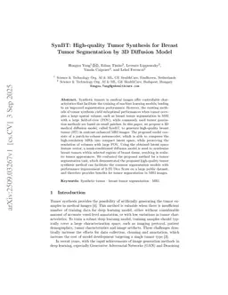 SynBT: High-quality Tumor Synthesis for Breast Tumor Segmentation by 3D Diffusion Model