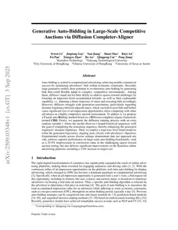 Generative Auto-Bidding in Large-Scale Competitive Auctions via Diffusion Completer-Aligner