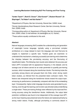 Learning Mechanism Underlying NLP Pre-Training and Fine-Tuning