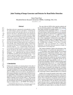 Joint Training of Image Generator and Detector for Road Defect Detection