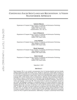 Continuous Saudi Sign Language Recognition: A Vision Transformer Approach