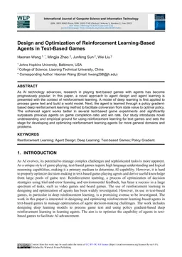 Design and Optimization of Reinforcement Learning-Based Agents in Text-Based Games