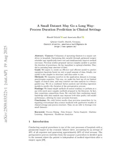 A Small Dataset May Go a Long Way: Process Duration Prediction in Clinical Settings