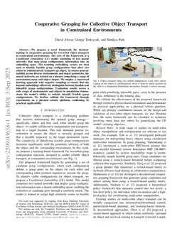 Cooperative Grasping for Collective Object Transport in Constrained Environments