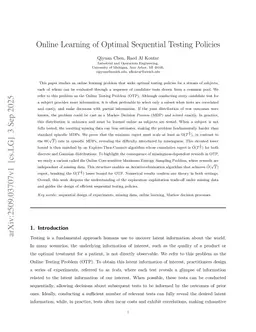 Online Learning of Optimal Sequential Testing Policies