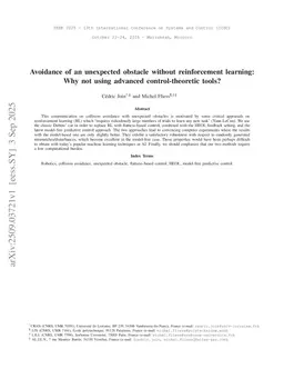 Avoidance of an unexpected obstacle without reinforcement learning: Why not using advanced control-theoretic tools?