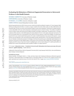 Evaluating the Robustness of Retrieval-Augmented Generation to Adversarial Evidence in the Health Domain