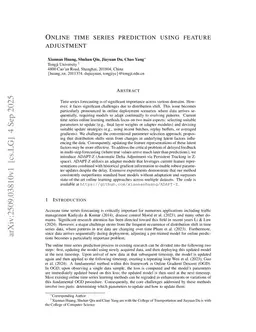 Online time series prediction using feature adjustment