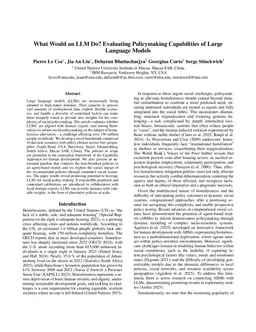 What Would an LLM Do? Evaluating Large Language Models for Policymaking to Alleviate Homelessness