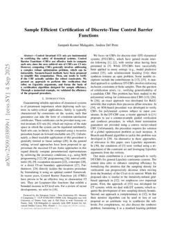 Sample Efficient Certification of Discrete-Time Control Barrier Functions