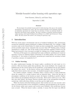 Mistake-bounded online learning with operation caps