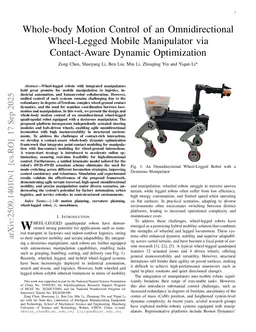 Whole-body Motion Control of an Omnidirectional Wheel-Legged Mobile Manipulator via Contact-Aware Dynamic Optimization
