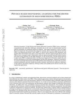 Physics-based deep kernel learning for parameter estimation in high dimensional PDEs