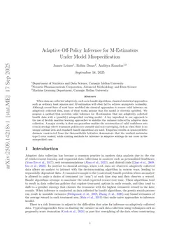 Adaptive Off-Policy Inference for M-Estimators Under Model Misspecification