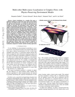 Multi-robot Multi-source Localization in Complex Flows with Physics-Preserving Environment Models