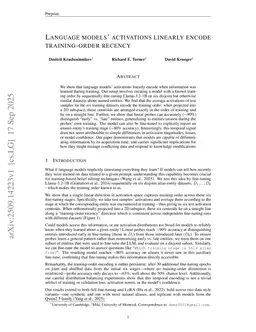 Fresh in memory: Training-order recency is linearly encoded in language model activations