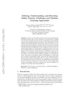 Defining, Understanding, and Detecting Online Toxicity: Challenges and Machine Learning Approaches