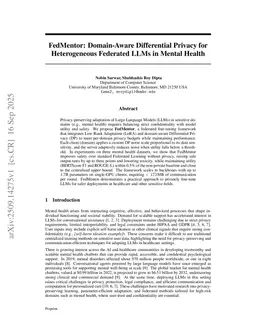 FedMentor: Domain-Aware Differential Privacy for Heterogeneous Federated LLMs in Mental Health